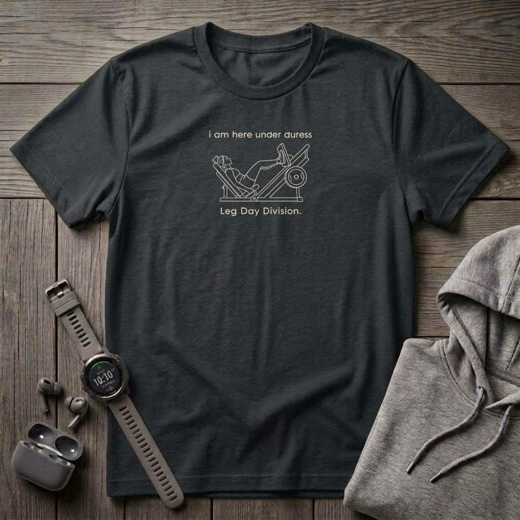 I am here Under Duress: Leg Day T-Shirt