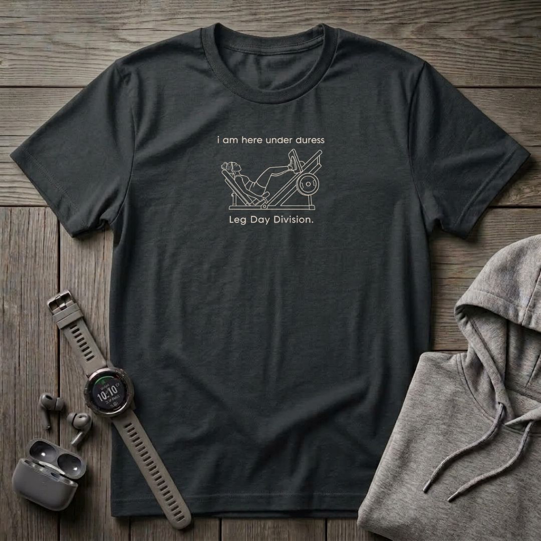 I am here Under Duress: Leg Day T-Shirt