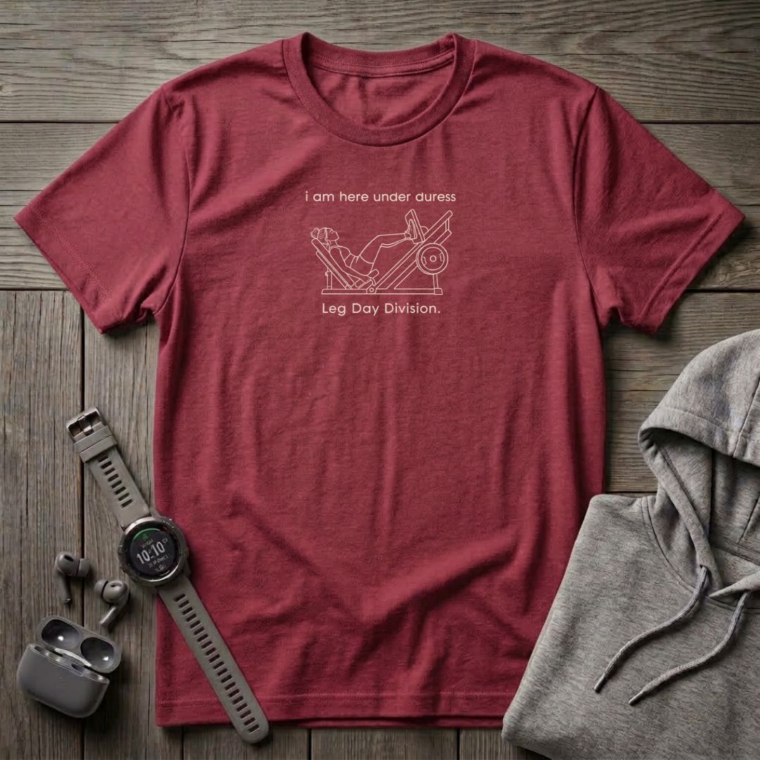 I am here Under Duress: Leg Day T-Shirt