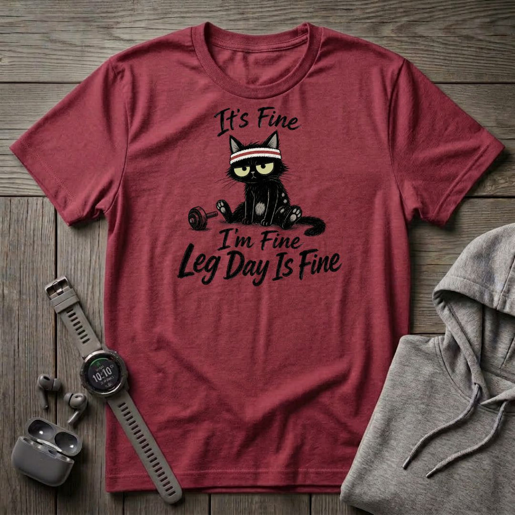 It's Fine, Leg Day is Fine Cat T-Shirt