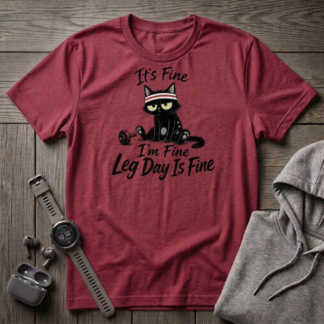 It's Fine, Leg Day is Fine Cat T-Shirt