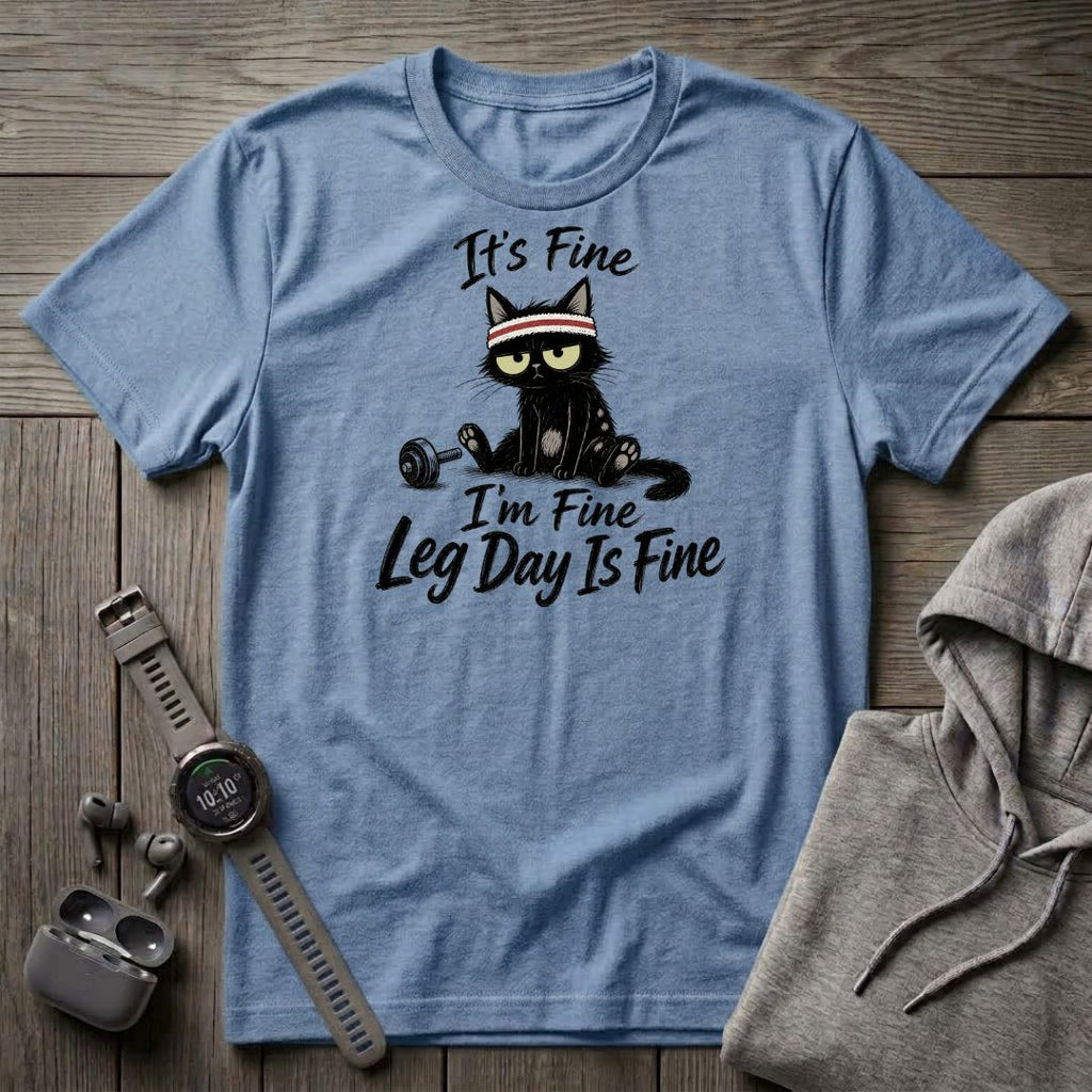 It's Fine, Leg Day is Fine Cat T-Shirt