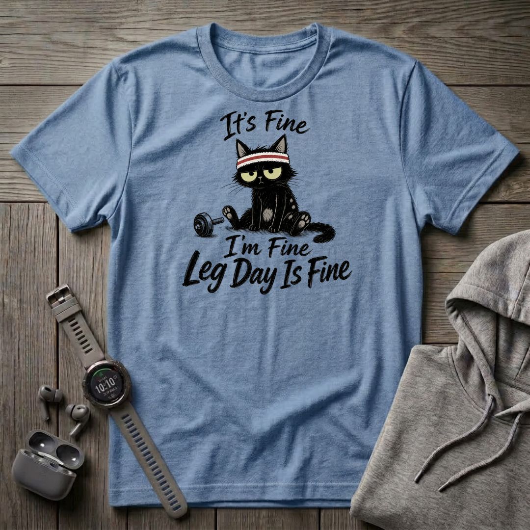 It's Fine, Leg Day is Fine Cat T-Shirt