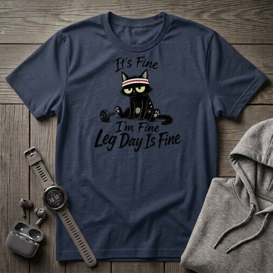 It's Fine, Leg Day is Fine Cat T-Shirt