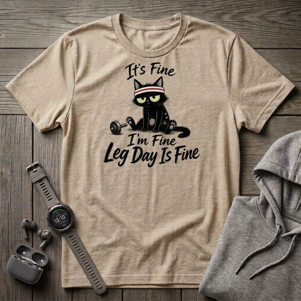It's Fine, Leg Day is Fine Cat T-Shirt