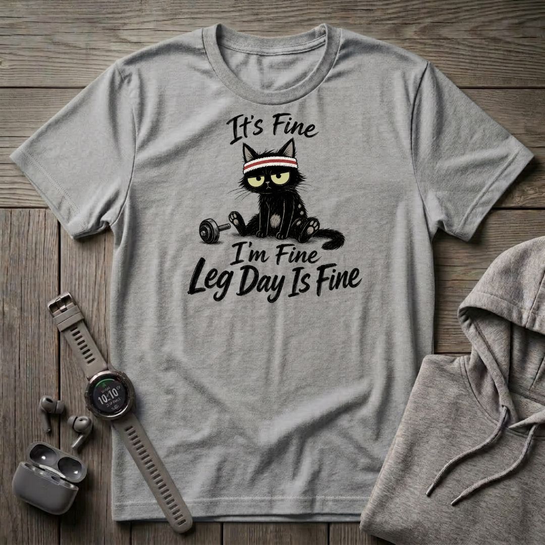 It's Fine, Leg Day is Fine Cat T-Shirt