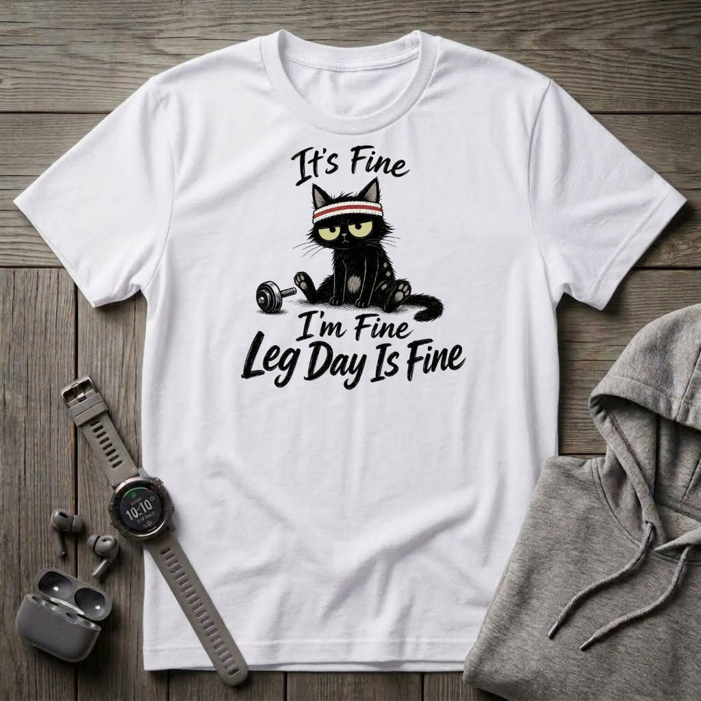 It's Fine, Leg Day is Fine Cat T-Shirt
