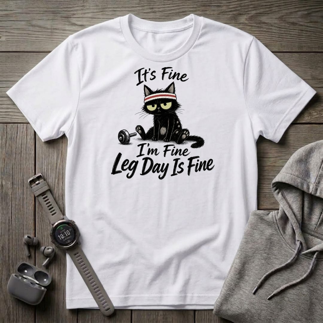 It's Fine, Leg Day is Fine Cat T-Shirt